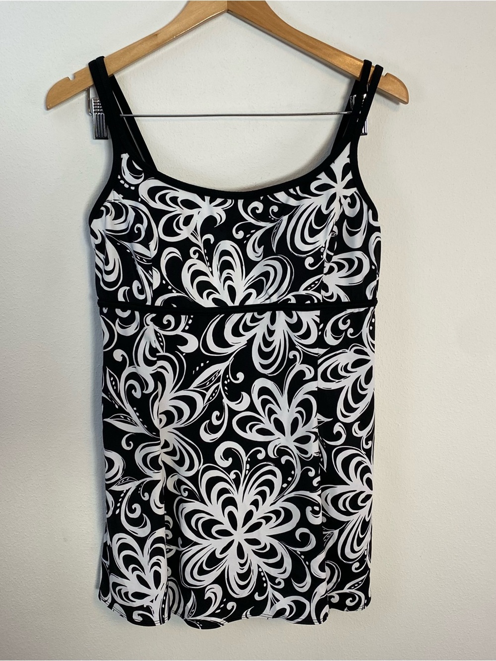 Robby Lee Swim Black White Floral Pattern One Piece Swimsuit‎ Womens 14